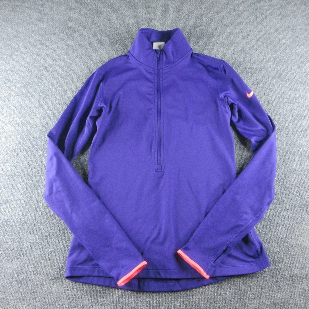 Nike Pro Jacket Womens M Purple 1/4 Zip Dri-FIT Pullover Workout Athletic Gym